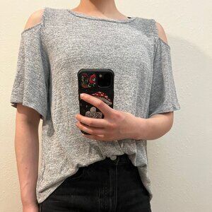 Gap Gray Heather Cold Shoulder Tee